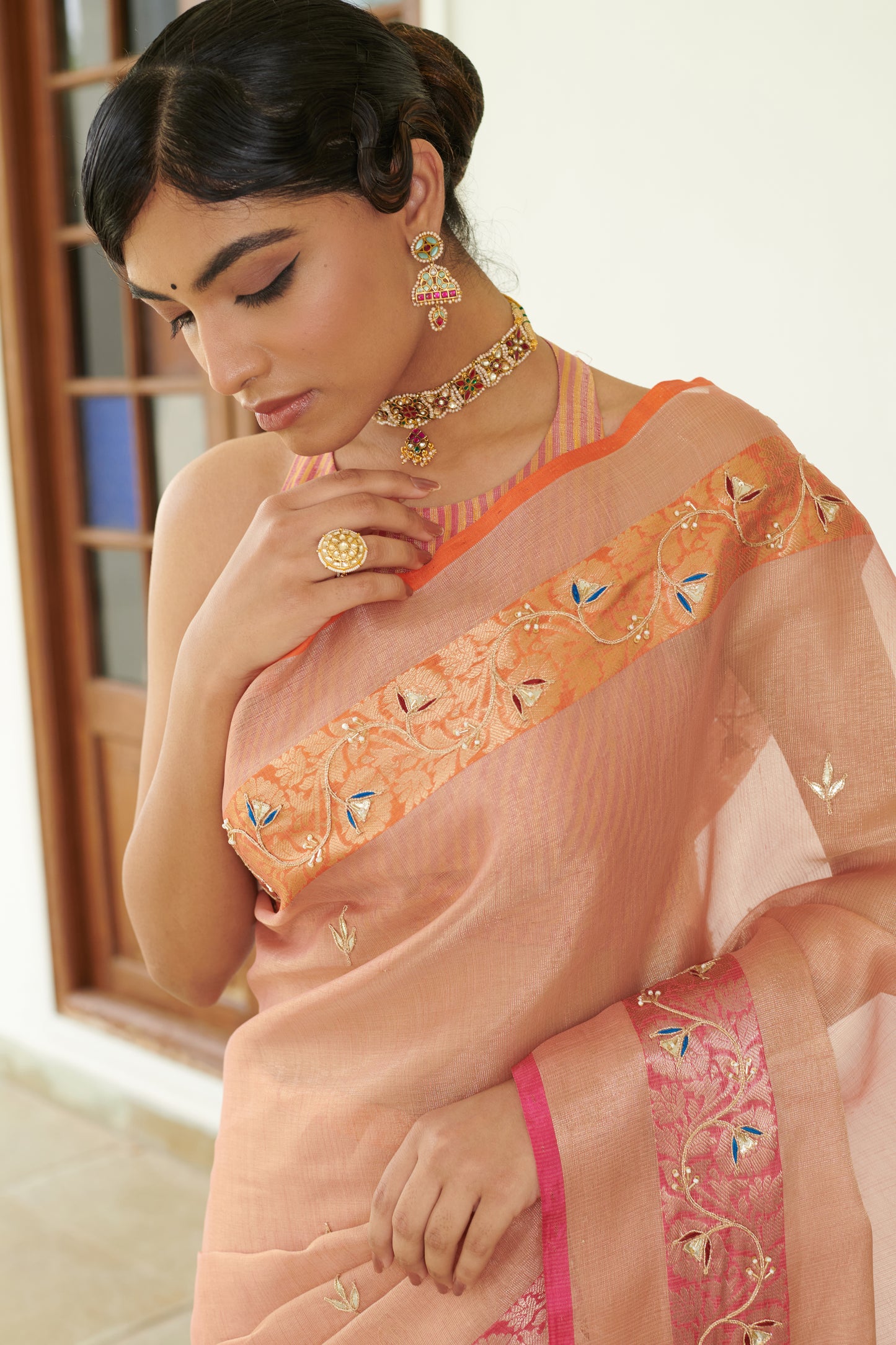 Rang - Multicolored Jadau Pearl Choker Set
