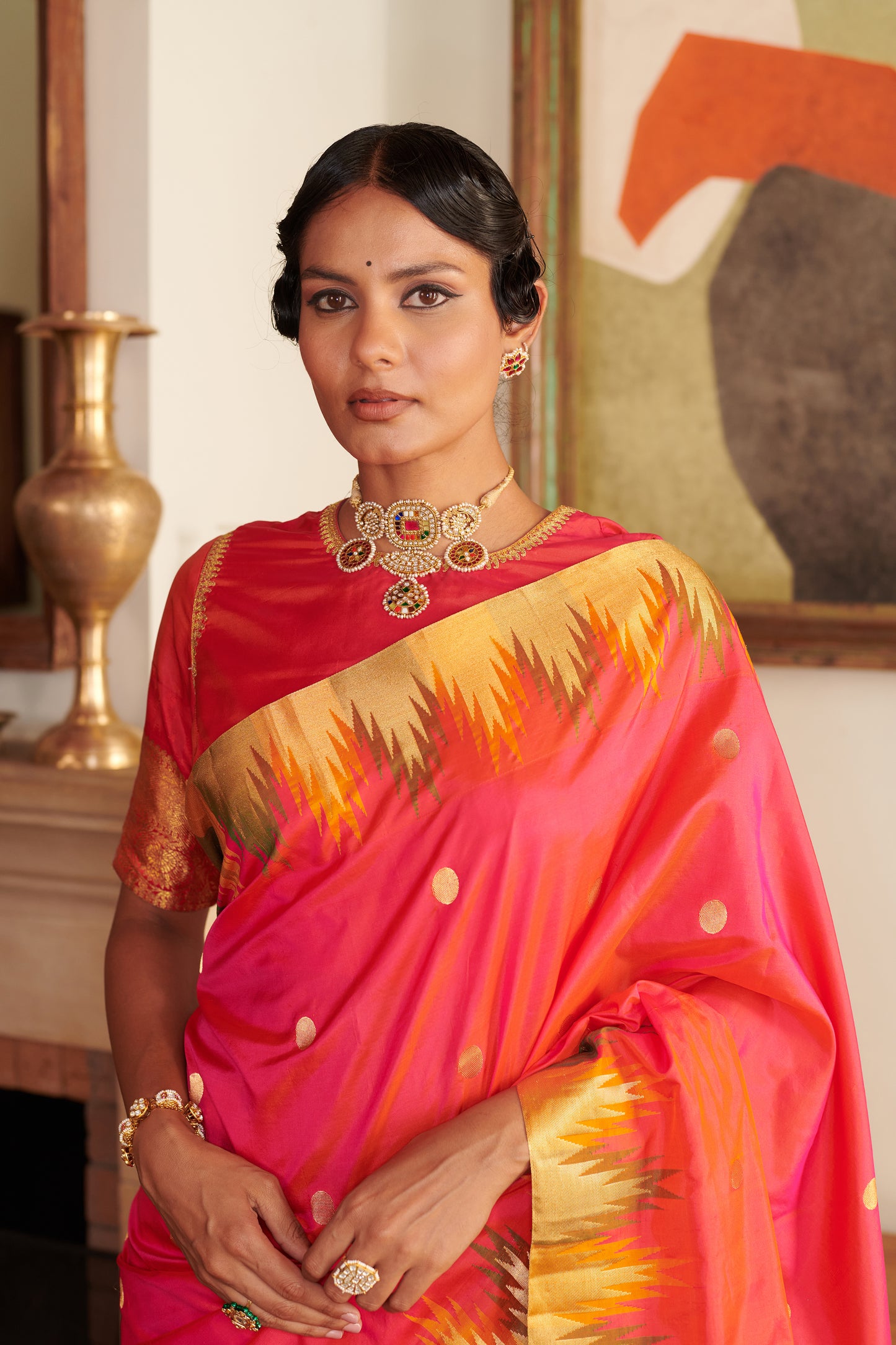 Rajmukhi – Classic Jadau Pearl Necklace Set