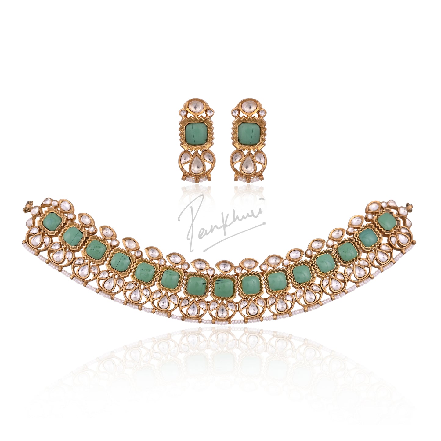 Sea Green Polki Choker Set