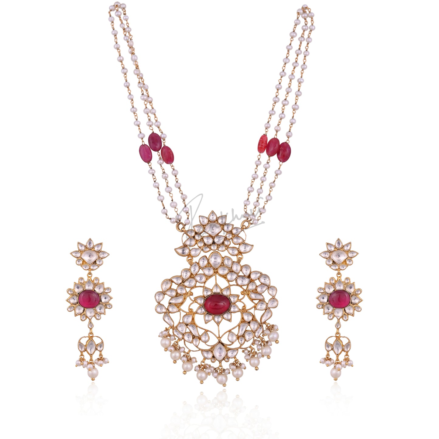 Sunflower Ruby Pendant Set (Long)