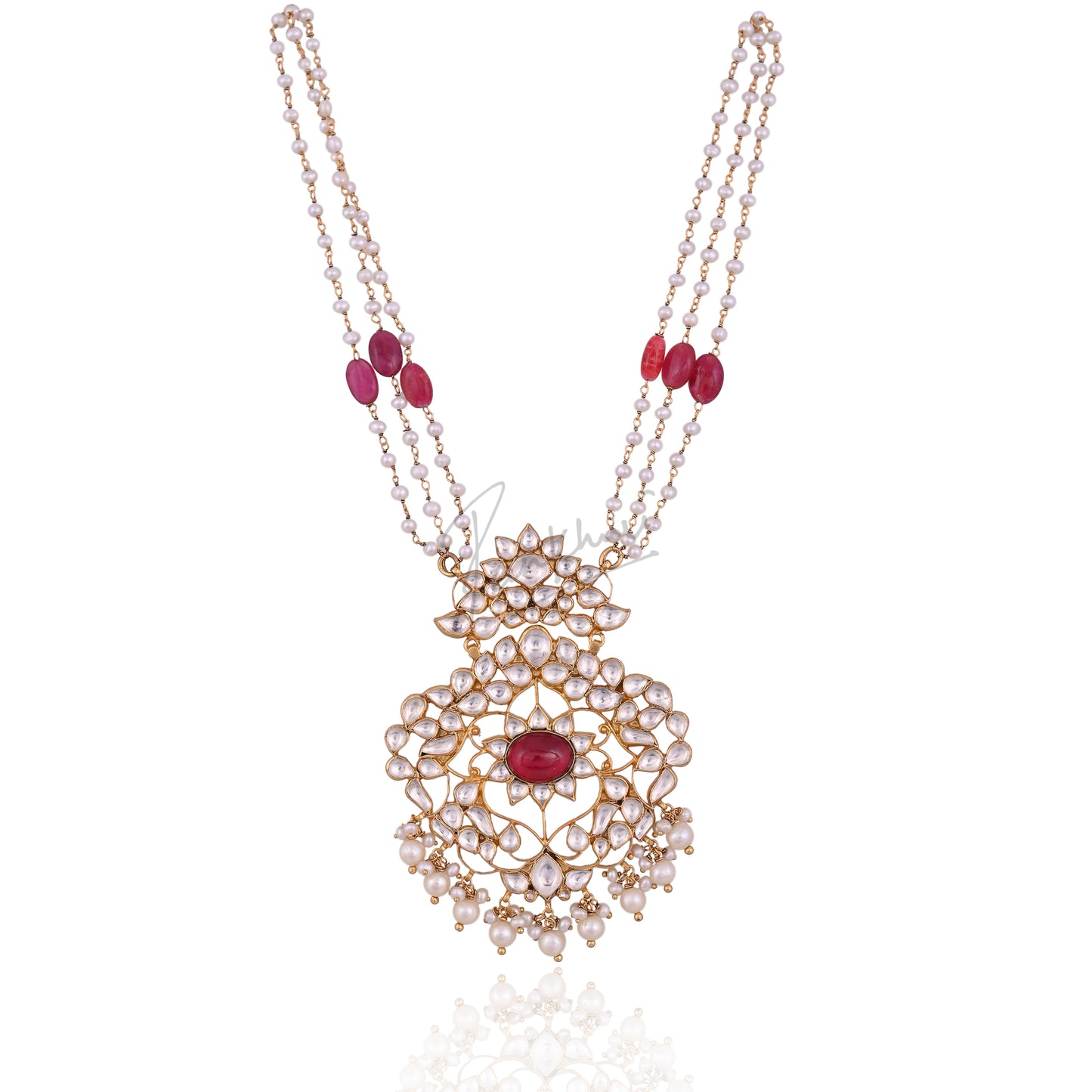 Sunflower Ruby Pendant Set (Long)