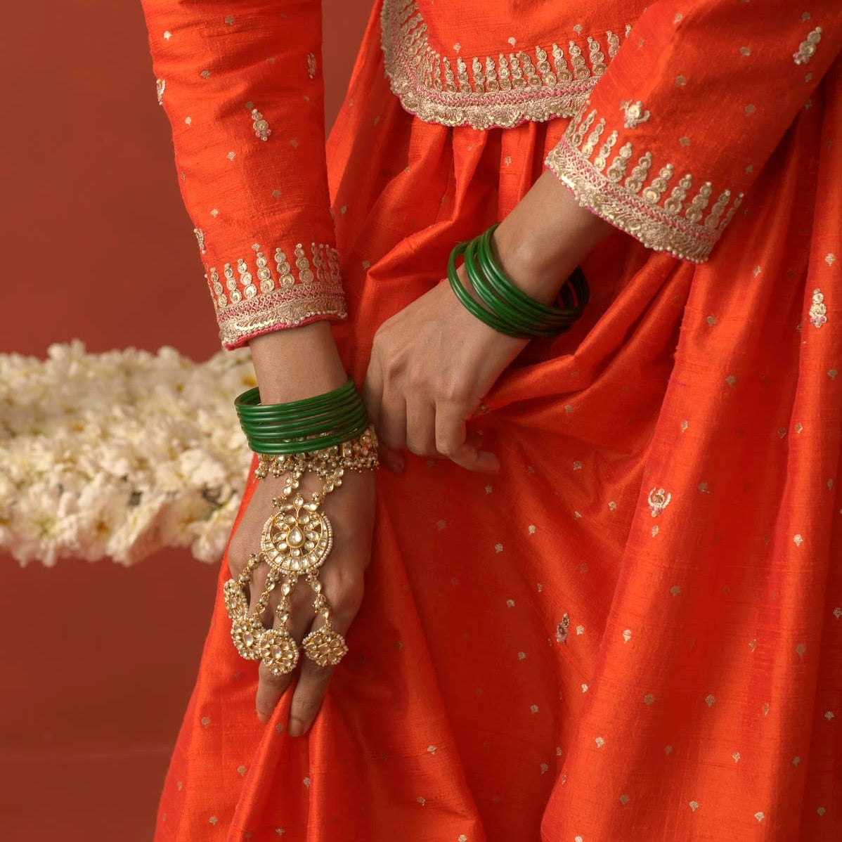 4-Ring Polki Hath Phool