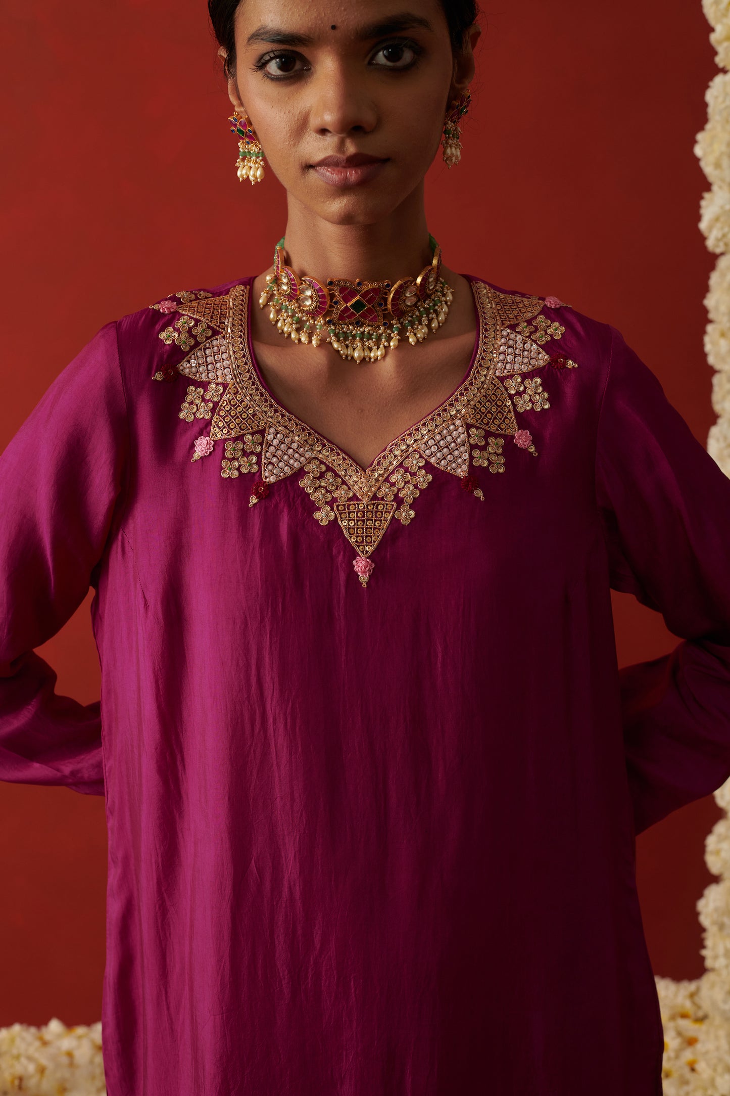 Rani Pink & Green Choker Set