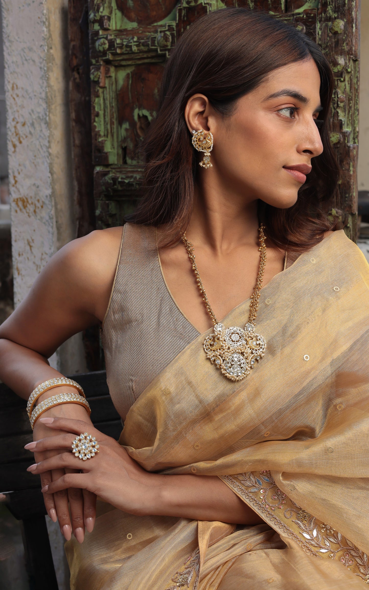 Mayura Jadau Pendant Set
