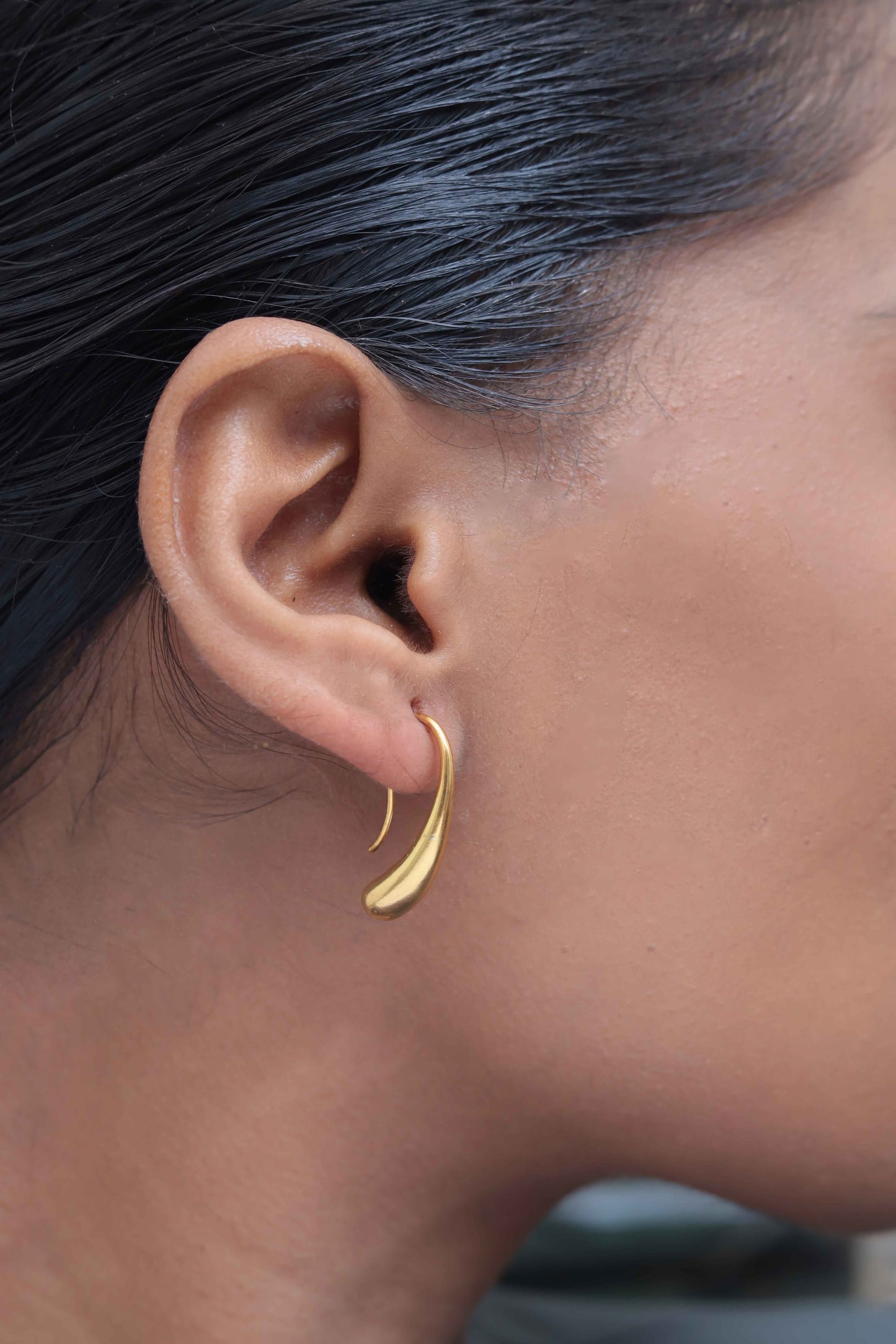 Golden Tear Drop Earring