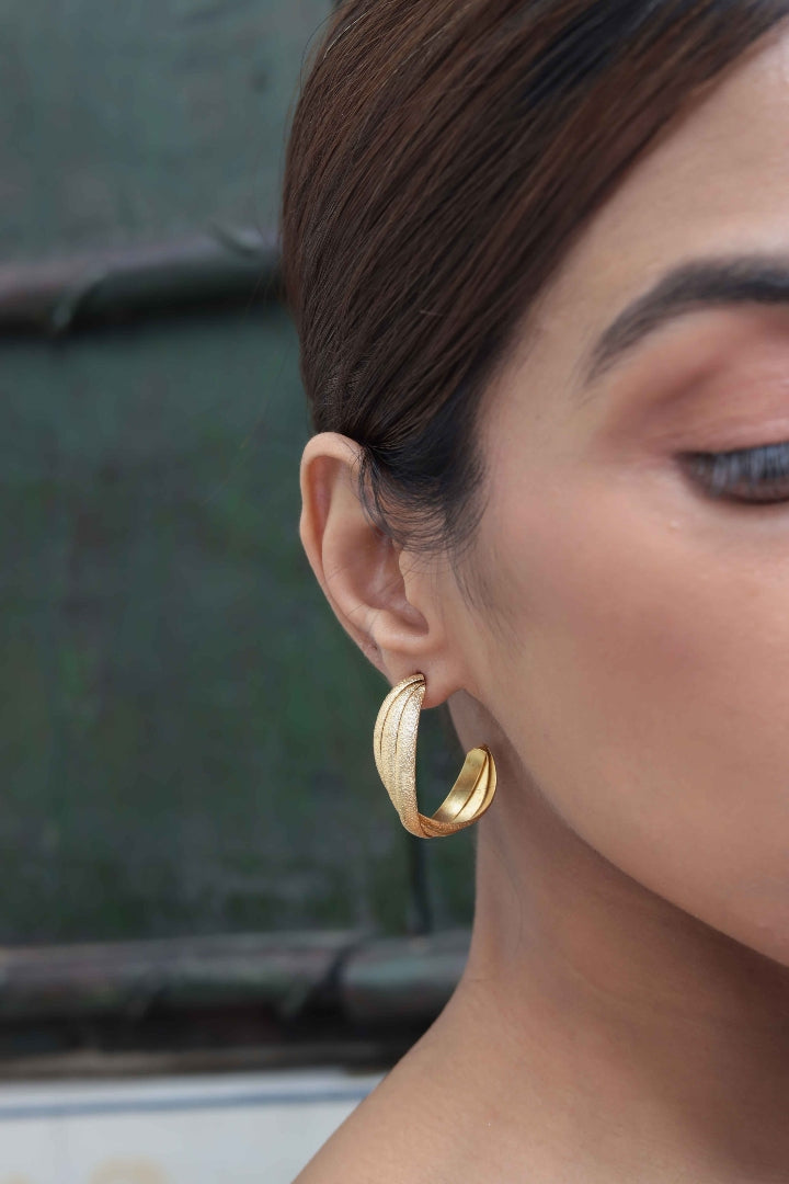 Golden Leaf Twist Earrings