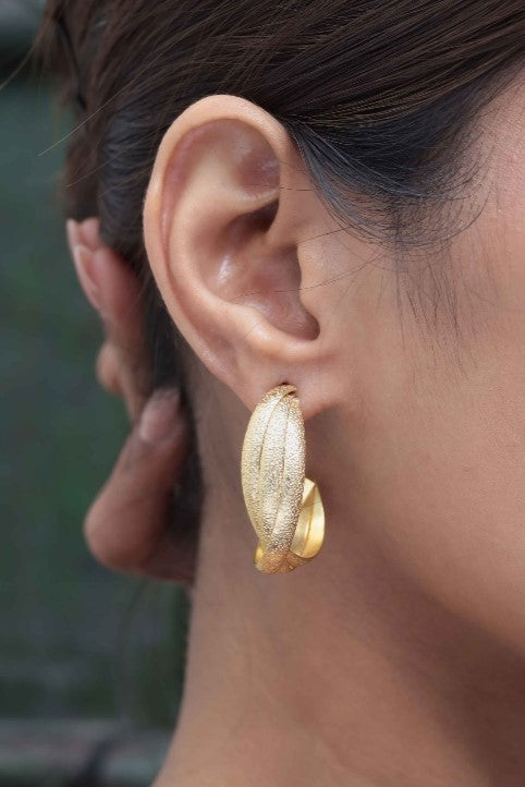 Golden Leaf Twist Earrings