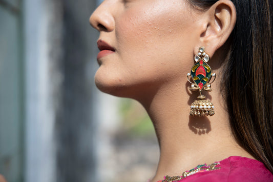 Multi-Enamel Polki Studs