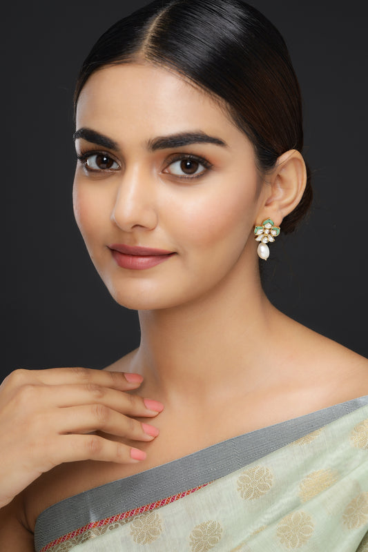 Firoza & Polki with Pearl Drop