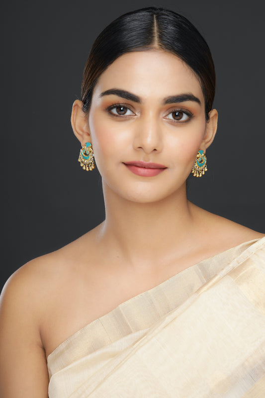 Firoza with Gold Cubic Zirkonia Drops