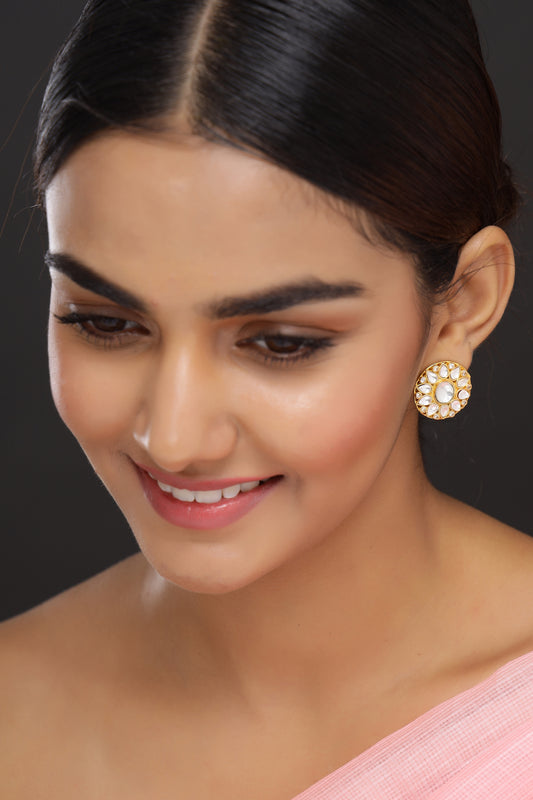 Moissanite Polki Studs