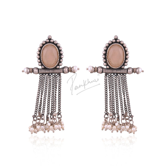 Nude Pink Stone Antique Danglers