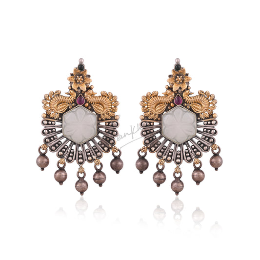 White Rough Stone Symbol Earrings