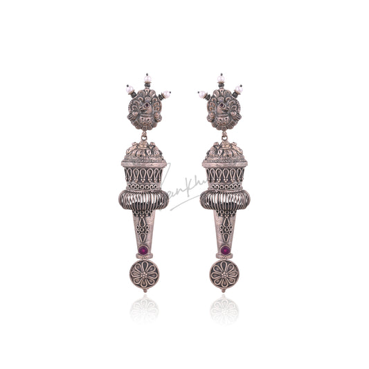 Peacock & Pillar Ruby Earrings