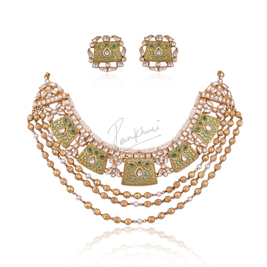 Firoza Enamel Matar Mala Set