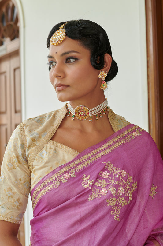Floral Pearl Jadau Choker