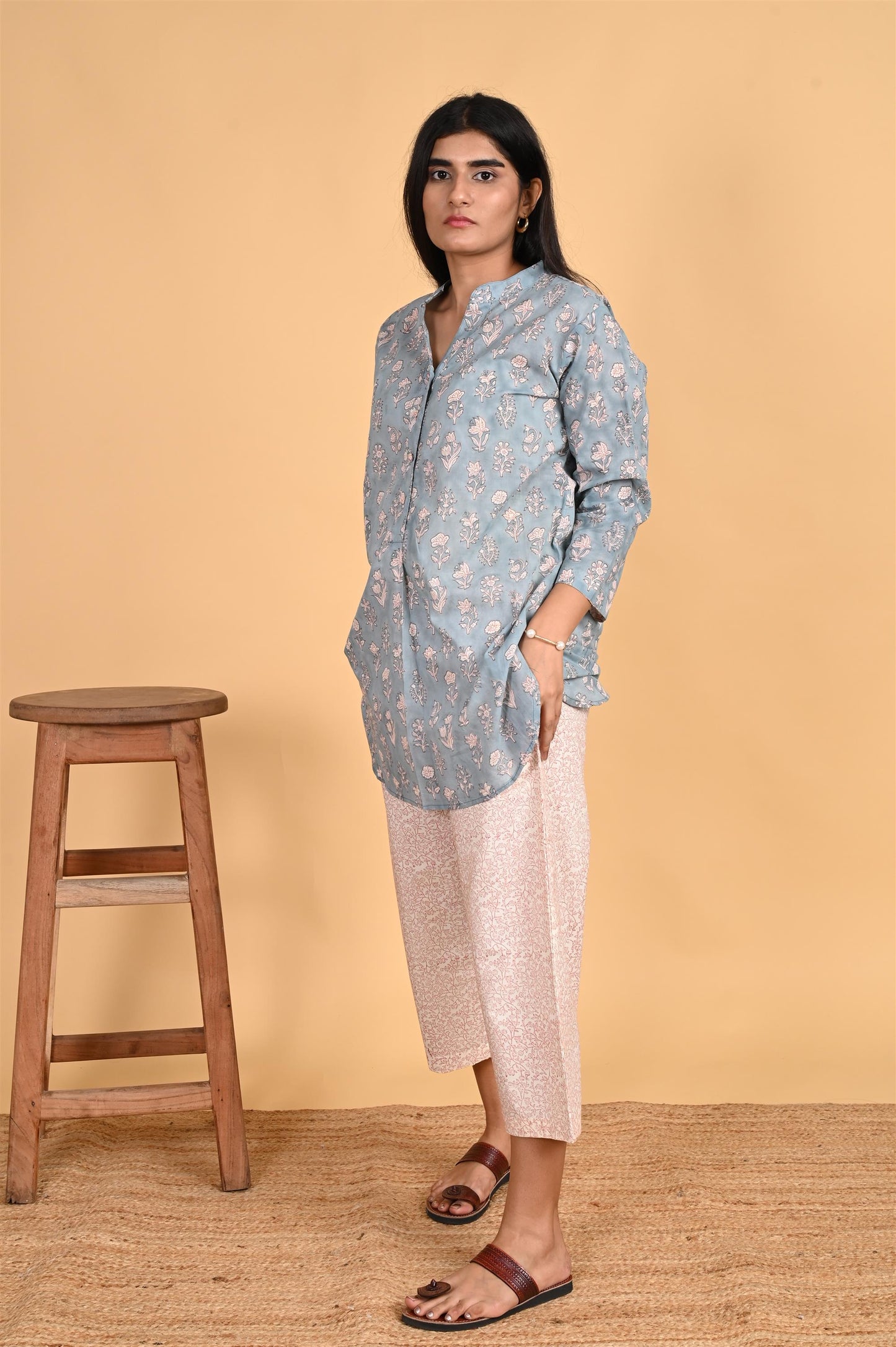 FLORAL HARMONY BLUE WITH VINE PANTS