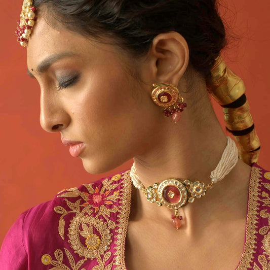 Red Centre Kundan Choker Set