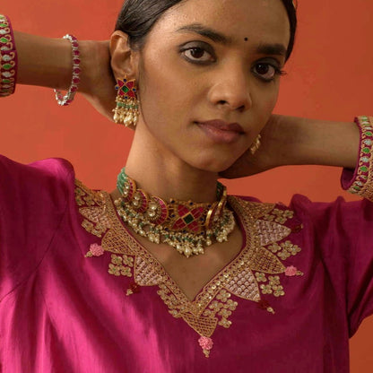 Rani Pink & Green Choker Set
