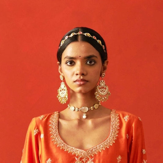 Kundan Choker with Single Pearl Drop