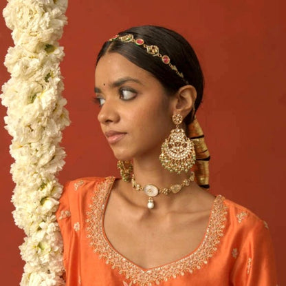 Kundan Choker with Single Pearl Drop