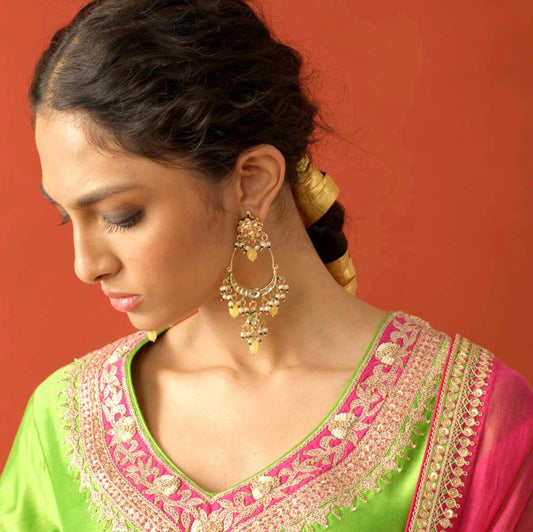 Yellow Stone Kundan Chaandbalis
