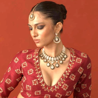 Red CZ Necklace Set (Anti-Tarnish)