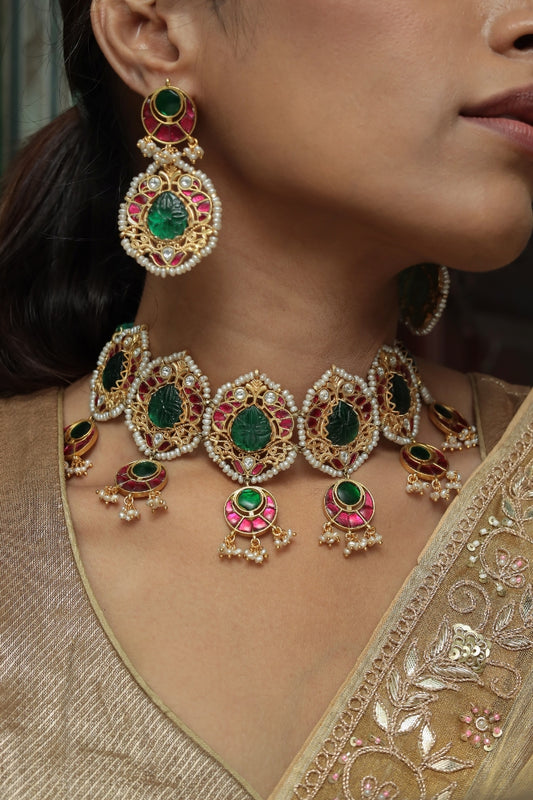 Meher – Classic Jadau Pearl Necklace Set