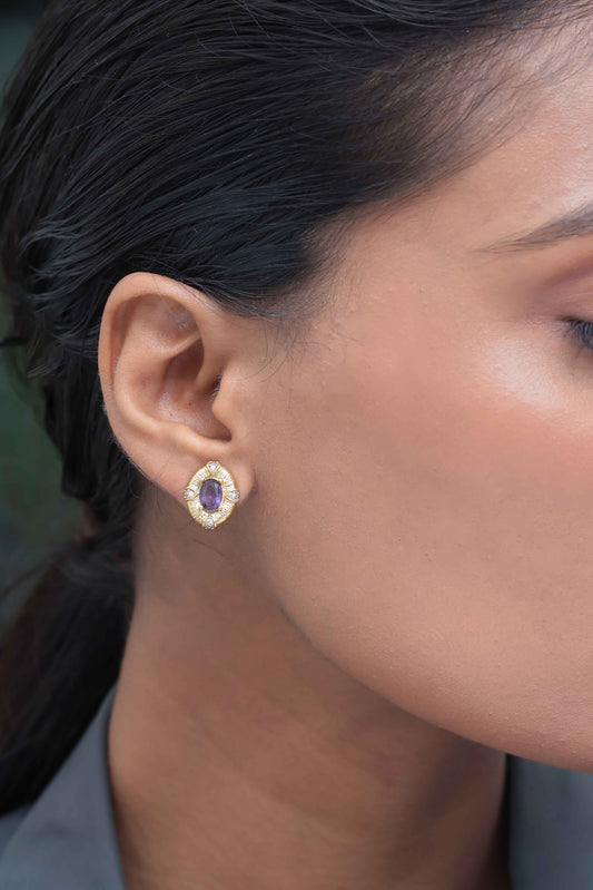 Amethyst Halo Stud
