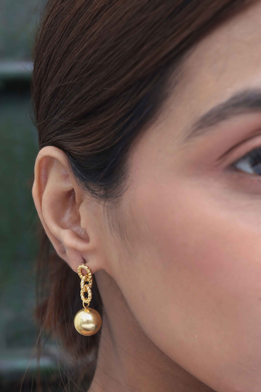 Golden Orb Drop Earrings