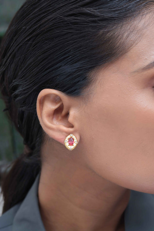 Crimson Oval Stud