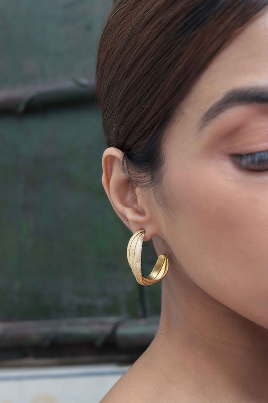 Golden Leaf Twist Earrings
