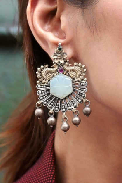 Regal Peacock Bloom Earrings