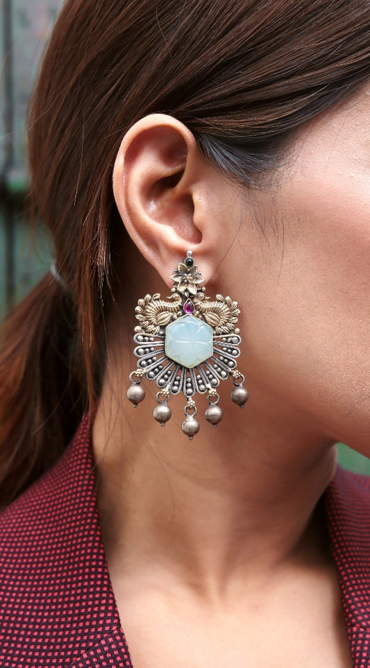 Regal Peacock Bloom Earrings