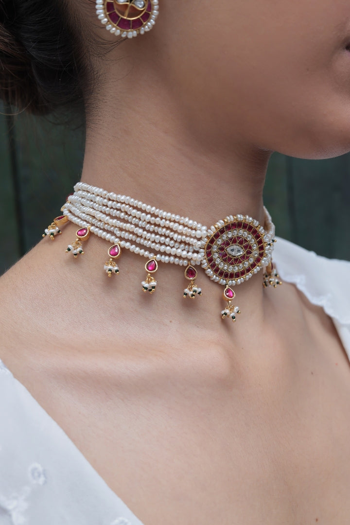 Freshwater Jadau Pearl Choker Set