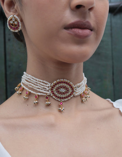 Freshwater Jadau Pearl Choker Set