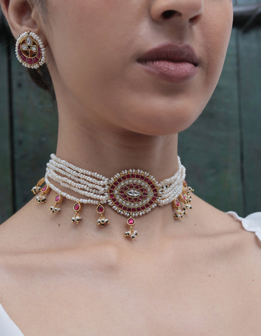 Freshwater Jadau Pearl Choker Set